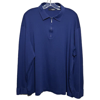 Murano Liquid Luxury Shirt Men 2XB Blue 1/4 Zip Collared Long Sleeve Cotton * - Image 1 of 4