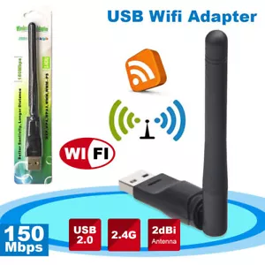 USB WiFi Adapter Wireless Network Card 150Mbps PC with Antenna Internet Dongle - Picture 1 of 12