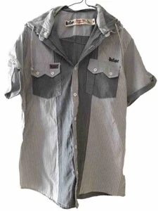 Lee Cooper Striped Detachable Hood Shirt - Size Medium - Picture 1 of 3