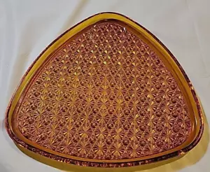 Anchor Hocking anni '50 margherita e bottoni triangolo colore ambra sostituzione piastra snack - Foto 1 di 5