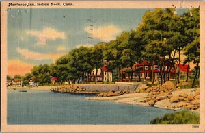 AK Montasco Inn Indian Neck Connecticut Leinen gestempelt 1945 - Bild 1 von 2