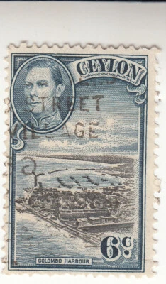 Ceilán 1938 6c KGVI Puerto Colombo. Street Village. Usado NG Foto 1 de 2