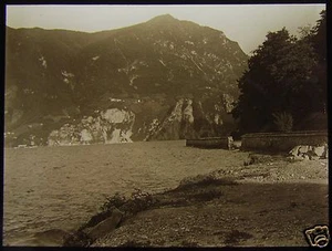 Glass Magic Lantern Slide BY THE LAKE LUGANO DATED AUG 2 1924 PHOTO SWITZERLAND - Picture 1 of 2