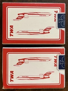 Set 2 TWA Trans World Airlines Decks of Playing Cards Sealed Box Vintage NEU - Bild 1 von 4