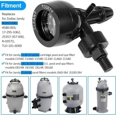 SWIMMING AROUND R0357200 Air Gauge Valve for Jandy DEV DEL CV CL JS Pool Filter Replacement