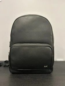 Michael Kors Mens Black Leather MK Backpack Brand New - Picture 1 of 3