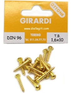 VITE A LEGNO IN OTTONE TESTA BOMBATA mm1,6x10 - DIN 96 - Foto 1 di 1