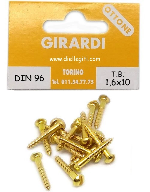 VITE A LEGNO IN OTTONE TESTA BOMBATA mm1,6x10 - DIN 96 - Immagine 1 di 1