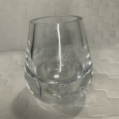 Jarrón/pisapapeles burbuja de vidrio arte atómico de Polonia. Luna y estrellas MCM grabadas Foto 1 de 4