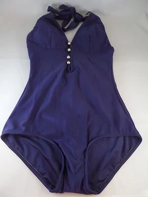 NWT Bettie Page Summer on the Shore Navy Blue 1pc Swimsuit Sz 4 Classy Sexy Hot - Image 1 of 4