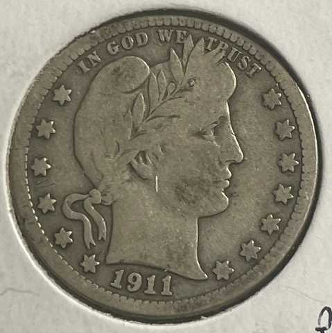 1911-P Barber Quarter - Nice Coin - P10-2 Cover