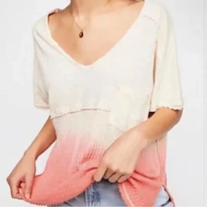 Camiseta cuadrada de gran tamaño Free People We The Free Sun Dial Ombré S mezcla de lino - Imagen 1 de 8