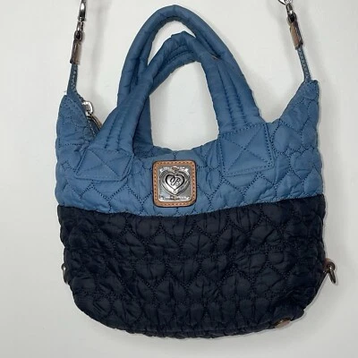 BRIGHTON Kayden Colorblock Blue Black Heart Quilted Crossbody Bag Satchel - Image 1 of 4