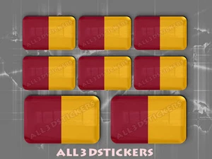 8 x Adesivi Resinati 3D Rettangolare Bandiera Roma - Tutte le Bandiere - Picture 1 of 1