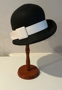 VTG Designer Jan Leslie Black & White 1920's Style Hat - Picture 1 of 6
