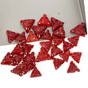 28 Pcs Loose Coral Gemstones Carved Ganesha Beautiful Jewelry Making Gemstones - Picture 1 of 5