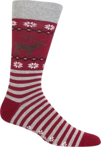 Hotsox Mens Reindeer Non Skid Socks, Red, 1 Pair, Mens Shoe 6-12.5 - Picture 1 of 1