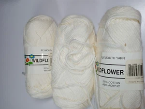 Plymouth Yarn Wildflower Yarn-Lot of 3 Skeins-White-Each Sk 137 Yrds - Picture 1 of 2