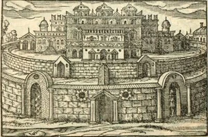 Post incunable LE TEMPLE DE SALOMON gravure de la Bible de Virgil Solis 1562 - Imagen 1 de 3
