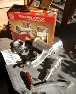 Vintage Eberle #10 Made In Brazil Heavy Duty Meat Grinder w/ Booklet RARE - Picture 1 of 4