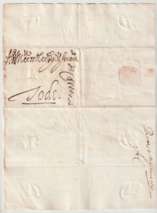 1611 PRE-STAMP LETTER ROME TO TODI - EMBOSSED PAPER SEAL - ITALIAN STATES LETTRE - Picture 1 of 4
