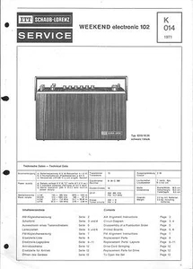 ITT/Schaub-Lorenz/Graetz Service Manual für Weekend electronic 102  Copy - Bild 1 von 1