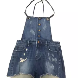Tinseltown Womens Blue Cotton Dark Wash Denim One Piece Overall Size XL - Picture 1 of 7
