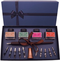 MANUSCRIPT ROUND HAND WOODEN BOX SET DELUXE CALLIGRAPHY DIP PEN /& NIBS 4601
