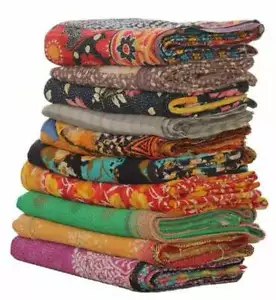 Wholesale Lot Vintage Kantha Quilt, India Sari Quilt Kantha Throw Blanket - Picture 1 of 5