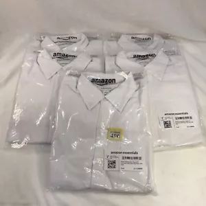 5 X Regular White Long Sleeve Oxford School Shirt 100% Cotton Size Small #496 - Picture 1 of 9
