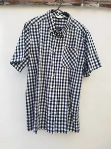 Mens Short Sleeve Lee Cooper Shirt Checkered 2XL Blue White - Picture 1 of 4