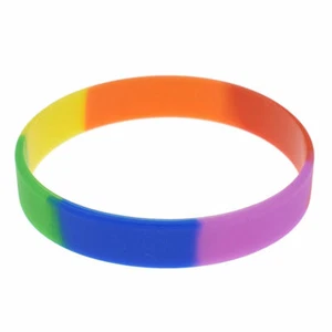 2x Rainbow Silicone Bracelet Gay Pride Lesbian LGBT Bisexual Wrist Band Bangle - Bild 1 von 6
