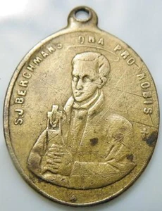 Rare Antique St. John Berchmans & Miraculous Holy Medal Brass 19thC Religious - Picture 1 of 3