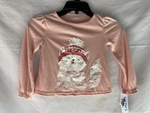 Camisa Carter’s 4T Niñas Rosa Navidad Gato Manga Larga Nueva con Etiquetas - Imagen 1 de 5