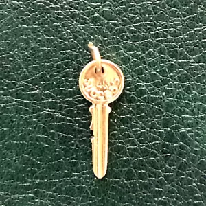 14k Gold Key Graduation Charm Pendant 3D Love Success w/Box Loop Gift Vtg 1950s - Picture 1 of 4