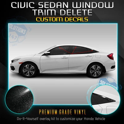 Kit de eliminación de cromo mate brillante para Honda Civic Sedán 2016-2020 SOLO moldura de ventana Foto 1 de 4
