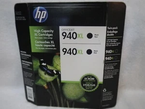HP 940 XL Black Twin-Pack High Capacity Ink Cartridges Warranty Exp. 8/2017 NIB - Picture 1 of 5
