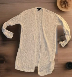 TAHARI BEIGE SWEATER CARDIGAN SIZE MEDIUM LINEN COTTON RIBBED WOMENS - Picture 1 of 6