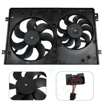 Radiator Condenser Cooling Fan Assembly For 2000-2006 Audi TT Volkswagen Golf - Image 1 of 4