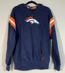 Felpa con cappuccio Denver Broncos NFL Team Apparel uomo L blu e arancione logo cavallo Bronco - Foto 1 di 7
