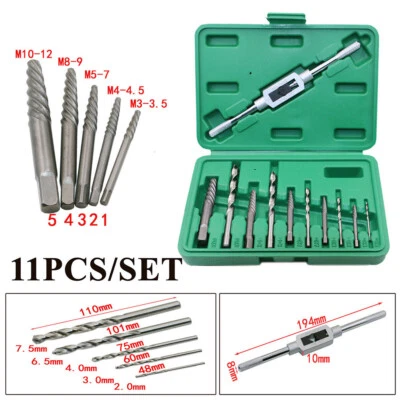 11 PCS Damaged Broken Screw Extractor Drill Bit Bolt Stud Remover Tool Kit Set - Image 1 of 4