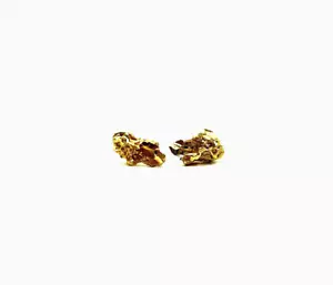 Rare 14k Gold Diamond Cut Accent Solid Nugget Stud Butterfly Back Earrings 1.3g - Picture 1 of 6