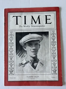 1932 Time Magazine signiert von Ellsworth Vines #1 Tennisspieler/Pro Golfer LOA - Bild 1 von 9