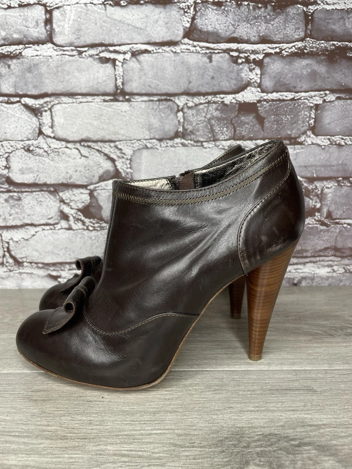 7 Seven for all Mankind Botines de Tacón de Madera de Cuero Marrón para Mujer Talla 40EU/9.5M US Foto 1 de 4