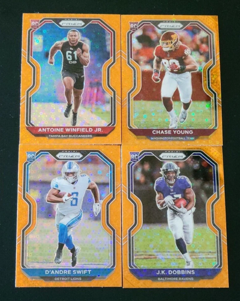 2020 Prizm Football ORANGE DISCO PRIZMS Rookies 301-400  You Pick The Card - Image 1 of 1