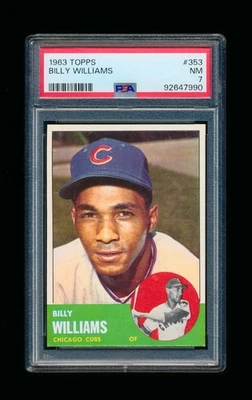 1963 TOPPS #353 BILLY WILLIAMS (CUBS) PSA 7 QUASE PERFEITO PÁTIO - Imagem 1 de 2