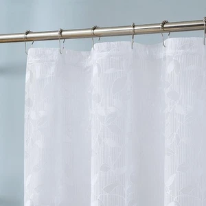 LinenZone Extra Long Lace Shower Curtains with 72W x 84L (Pack of 1), White - Picture 1 of 5