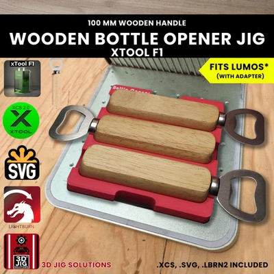 3D JIG SOLUTIONS xTool F1 Wood Bottle Opener Jig | Laser Engraving Template