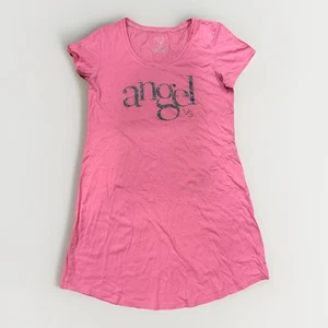 Camicia da notte vintage Y2K Victoria’s Secret rosa cotone argento scintillante ANGELO taglia M - Foto 1 di 5