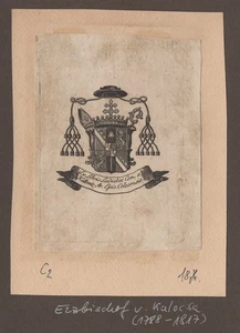 31)Nr.068,EXLIBRIS, Eigner,Erzbischof v. Kalocsa um 1790, Heraldik,C2 - Imagen 1 de 1